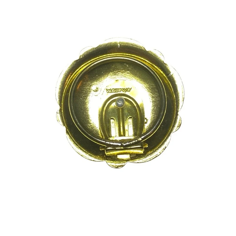 Vintage West Germany Gold-Tone Scarf Clip Round Filigree Detail‎ Old Money